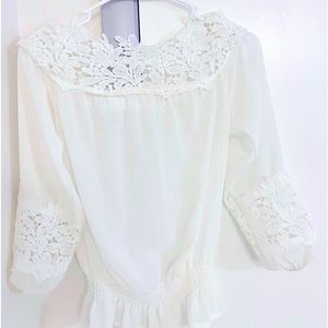 Beautiful Ladies Lace Top Design Color White Size Medium Lace Mid Length Sleeve